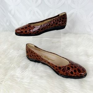Salvatore Ferragamo Boutique Crocodile Comfort Slip on Flats